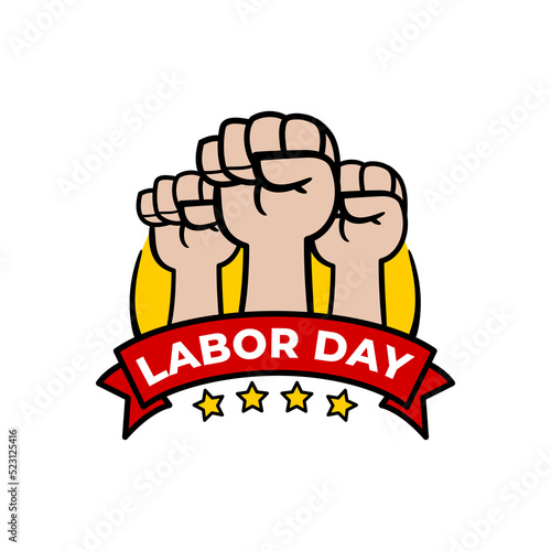 illustration of a three hand rises. labor day hand sign illustration.