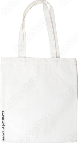 Canvas bag white color on isolated transparency background.