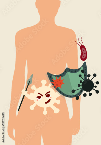 Dessin Défenses immunitaire du microbiote