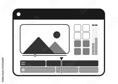 Display  app Video Editing. Post Production timeline editing. Video Timeline display black Color.