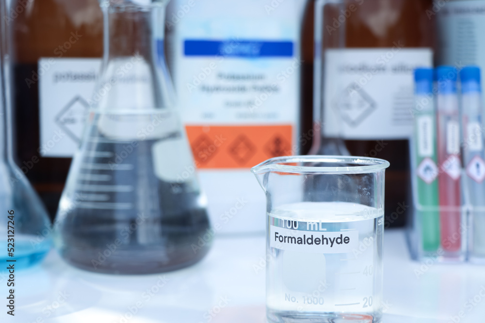 formaldehyde in glass, chemical in the laboratory formaldehyde in glass, chemical in the laboratory