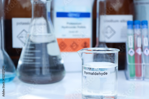 formaldehyde in glass, chemical in the laboratory