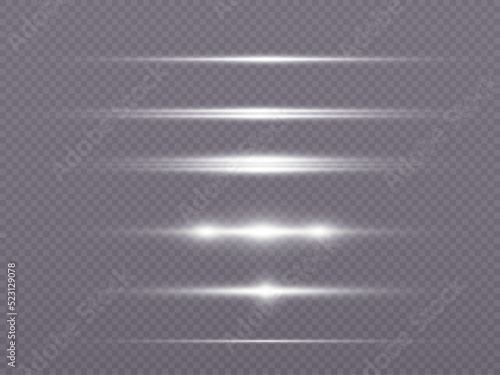 Light effect of direct light line. A set of highlights and light effects. Vector PNG