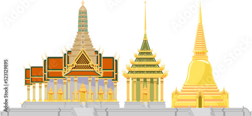 Temple of the Emerald Buddha or Wat Phra Kaew is a temple in the grand palace of Bangkok, Thailand.It consists of many detailed architecture such as golden pagoda, castle, temple etc.
