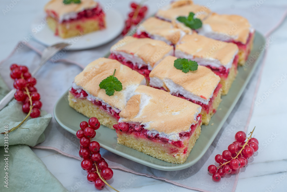 Delicious home made tart with red currants and meringue Delicious home made tart with red currants and meringue