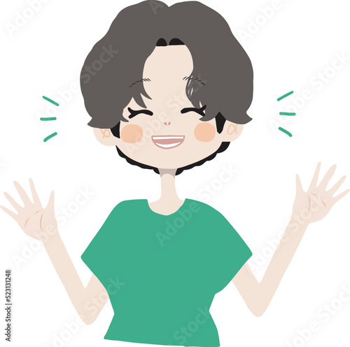 笑顔で「気にしないで」と明るく振る舞う女の子のイラスト