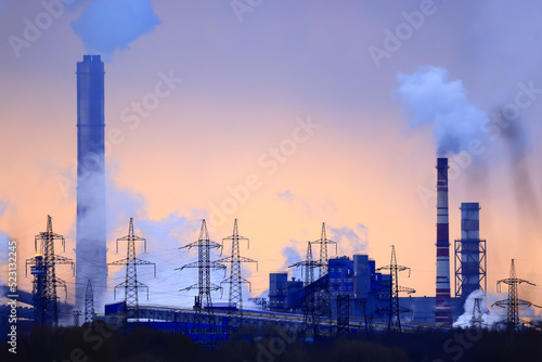 concept ecological problem industrial plant pollution abstract background