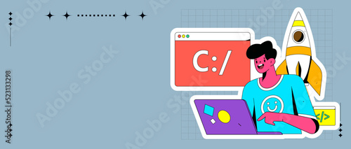Development front-end back-end programming teaching vector illustration 