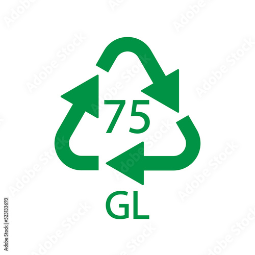 Low Lead Glass. Glass recycling code 75 GL. Vector illustration