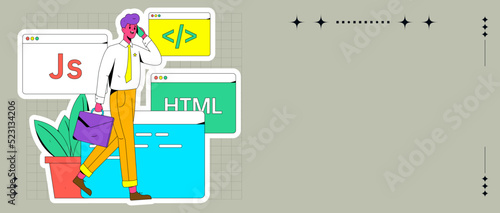 Development front-end back-end programming teaching vector illustration
