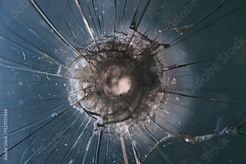 Fotografia background bullet hole glass abstract crime gun shot