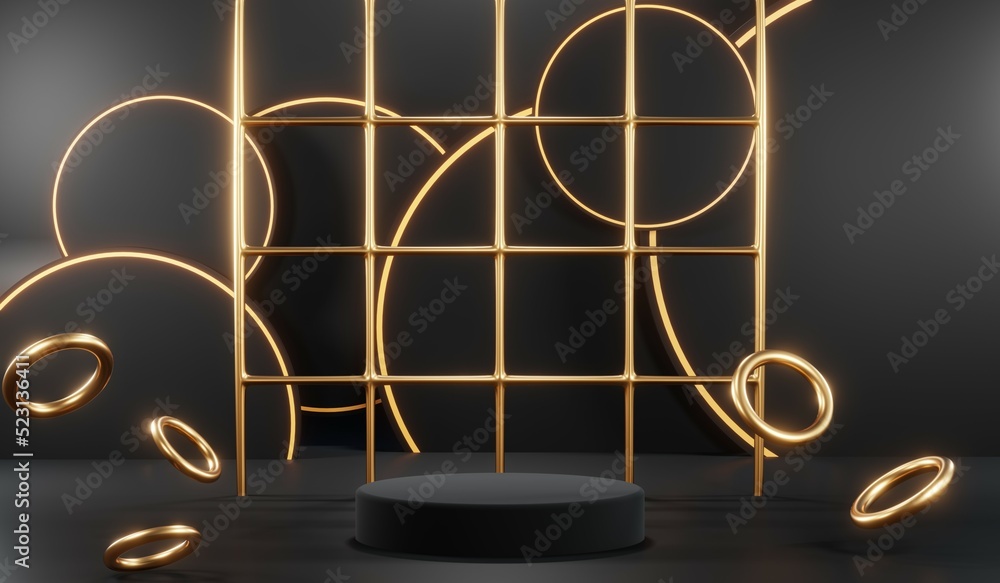 3D rendering of blank product background for cream cosmetics Modern black podium background 3D rendering of blank product background for cream cosmetics Modern black podium background