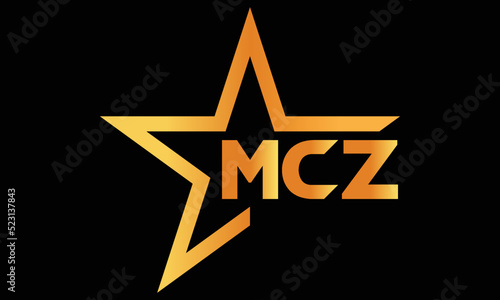 MCZ golden luxury star icon three letter logo design vector template. royal logo | luxury logo | jewelry logo | premium logo | iconic logo | Victoria logo | photo