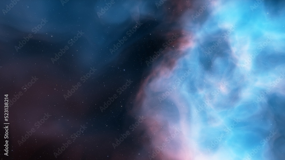 Naklejka premium Cosmic background with a blue purple nebula and stars 