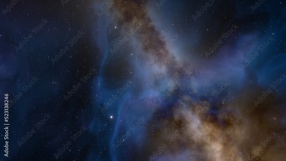 Obraz premium Cosmic background with a blue purple nebula and stars 
