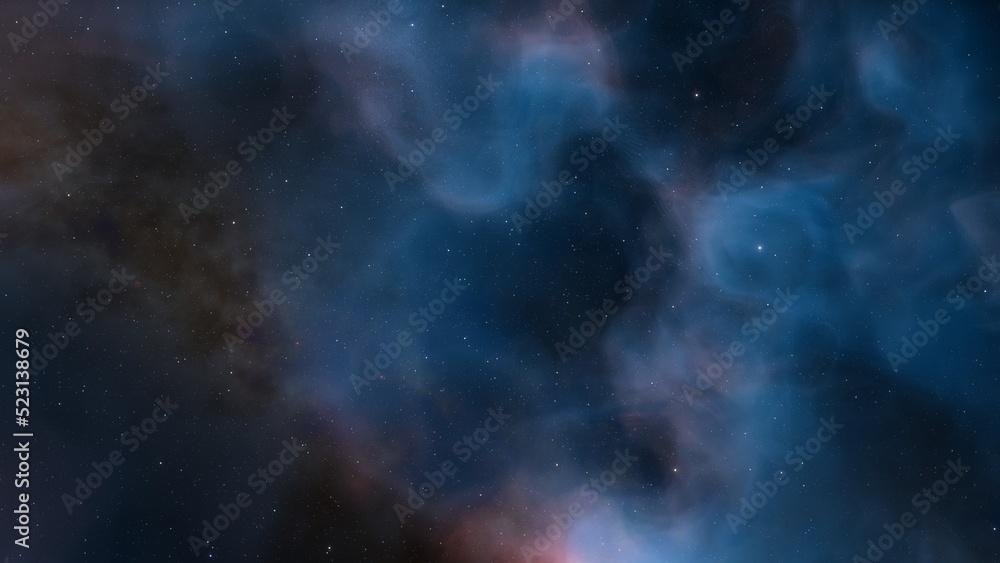 Fototapeta premium Deep space nebula with stars. Bright and vibrant Multicolor Starfield Infinite space outer space background with nebulas and stars. Star clusters, nebula outer space background 3d render 
