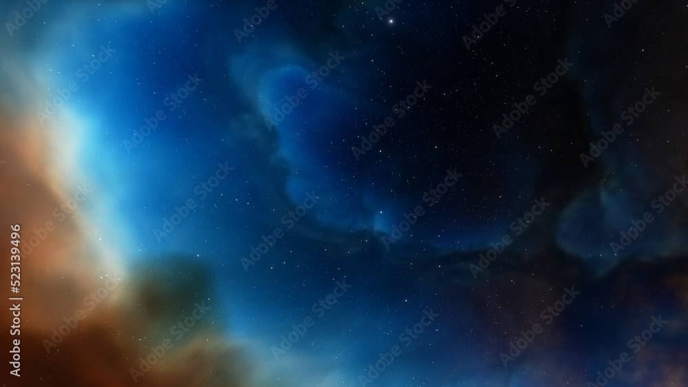 Fototapeta premium Cosmic background with a blue purple nebula and stars 