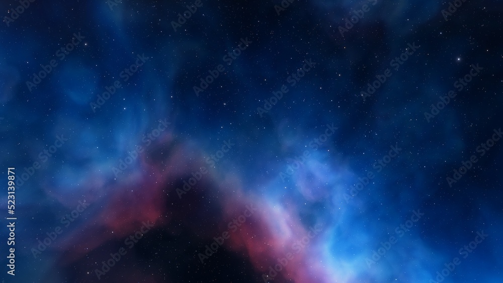 Fototapeta premium bright nebula, nebula in space, majestic red-purple nebula, beautiful space background 3D render 