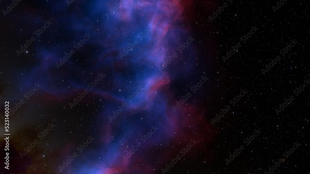 Fototapeta premium red-violet nebula in outer space, horsehead nebula, unusual colorful nebula in a distant galaxy, red nebula 3d render 