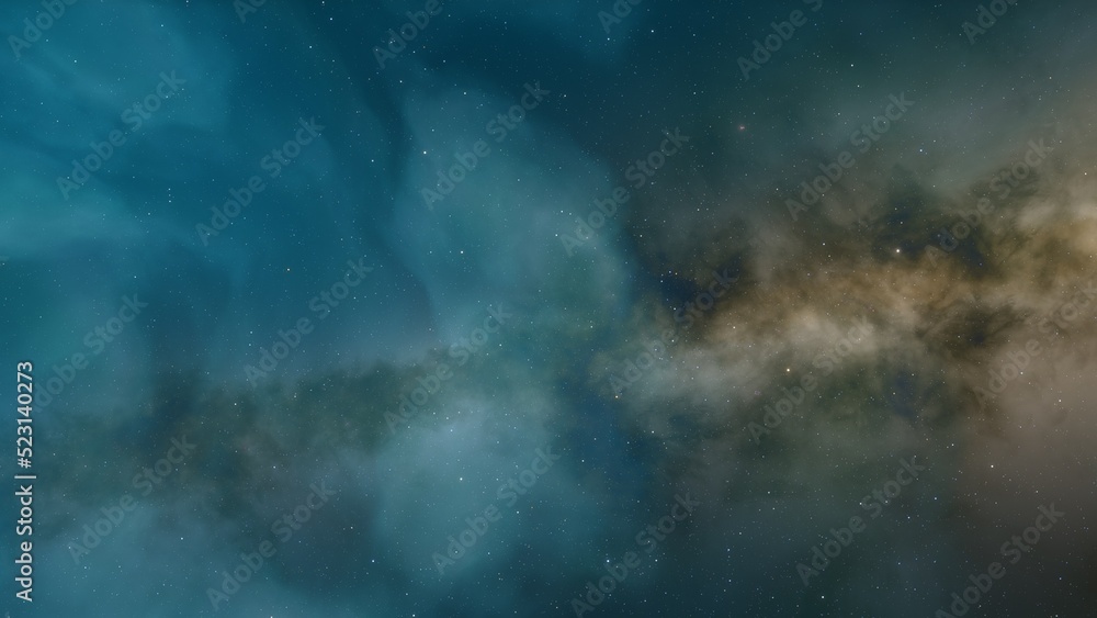 Obraz premium Deep space nebula with stars. Bright and vibrant Multicolor Starfield Infinite space outer space background with nebulas and stars. Star clusters, nebula outer space background 3d render 