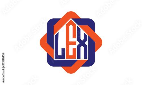 LEX three letter real estate logo with home icon logo design vector template | construction logo | housing logo | engineering logo | initial letter logo | minimalist logo | property logo |