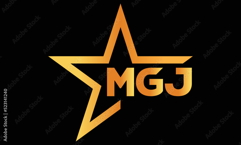 MGJ golden luxury star icon three letter logo design vector template ...
