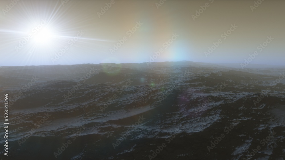 Obraz premium landscape on planet Mars, scenic desert scene on the red planet 