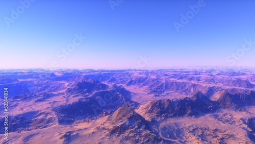 landscape on planet Mars, scenic desert scene on the red planet 