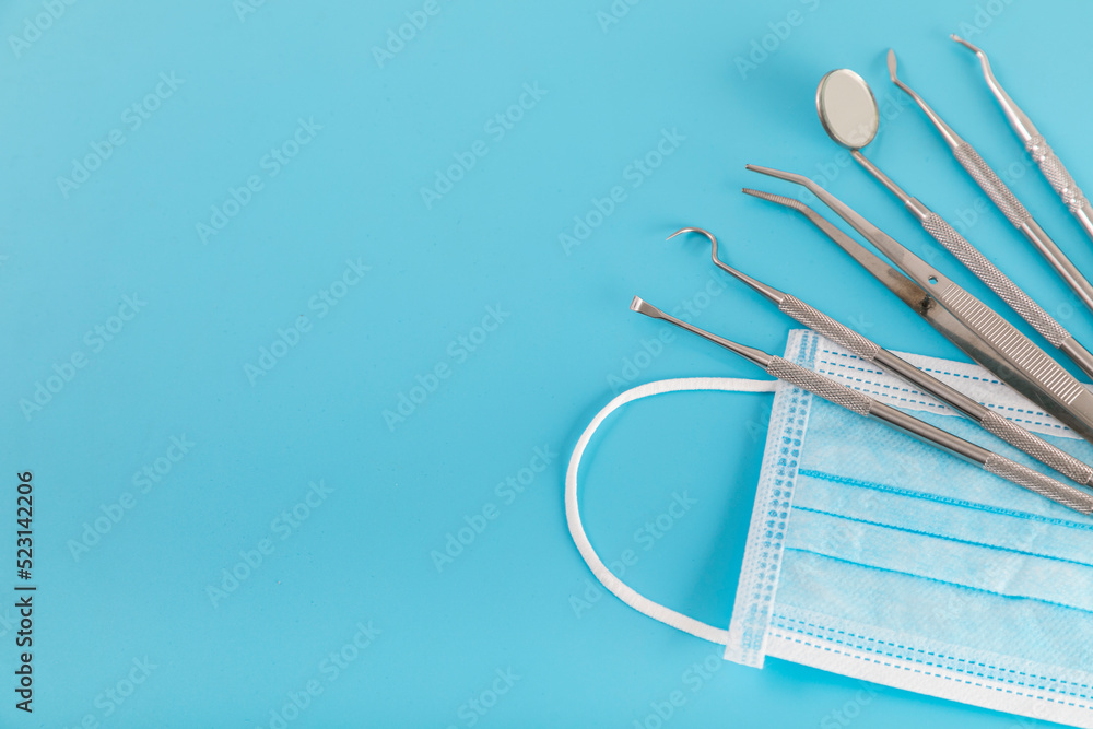 Shot with blue background of medical equipment Shot with blue background of medical equipment