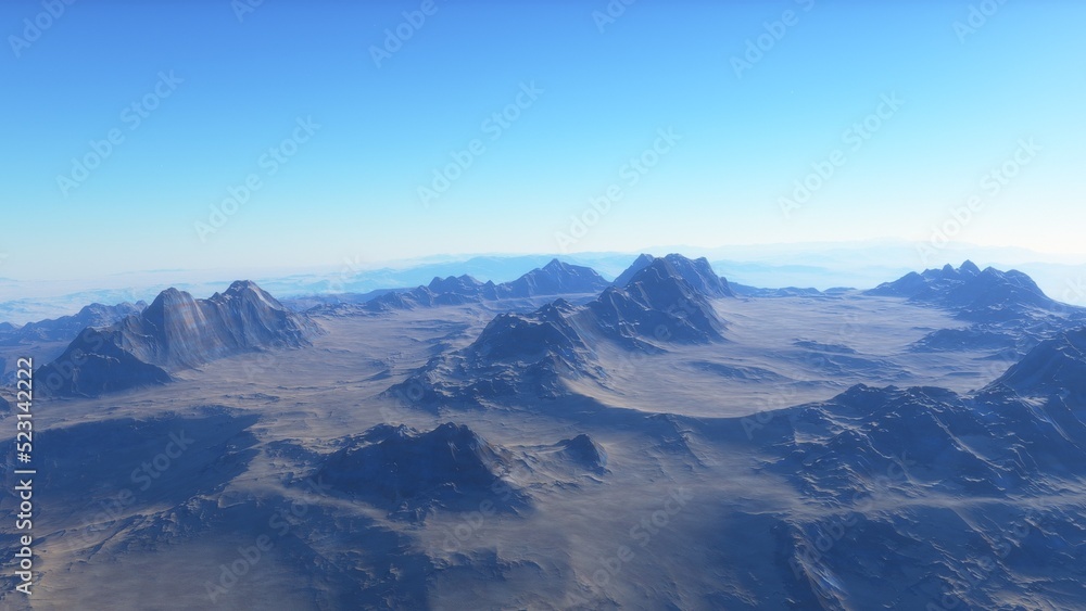 Mars like red planet, with arid landscape, rocky hills and mountains, for space exploration and science fiction backgrounds.
Mars like red planet, with arid landscape, rocky hills and mountains, for space exploration and science fiction backgrounds.