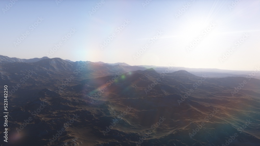 Mars like red planet, with arid landscape, rocky hills and mountains, for space exploration and science fiction backgrounds.
Mars like red planet, with arid landscape, rocky hills and mountains, for space exploration and science fiction backgrounds.