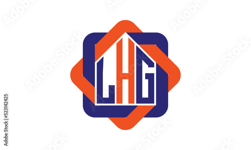 LHG three letter real estate logo with home icon logo design vector template | construction logo | housing logo | engineering logo | initial letter logo | minimalist logo | property logo | photo