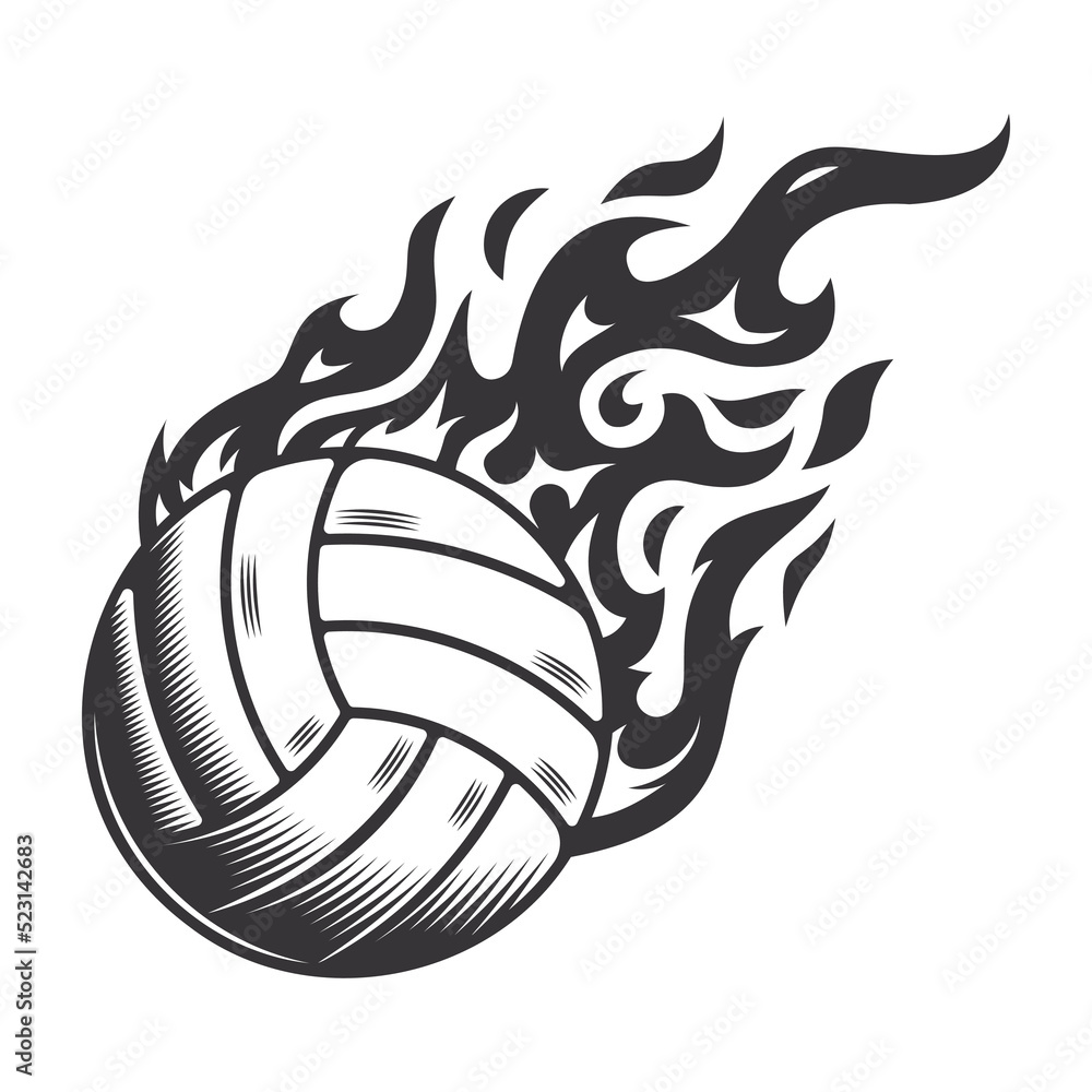 Volleyball On Fire Clipart