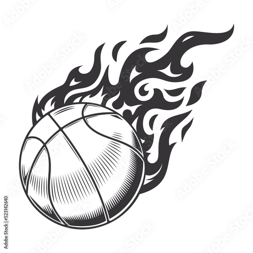 Hot basketball fire logo silhouette. basketball club graphic design logos or icons. vector illustration.