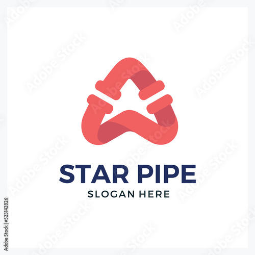Water pipe logo initials A and logo abstract pipe star 