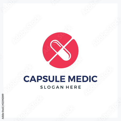 modern logo medical capsule for healthcare company business