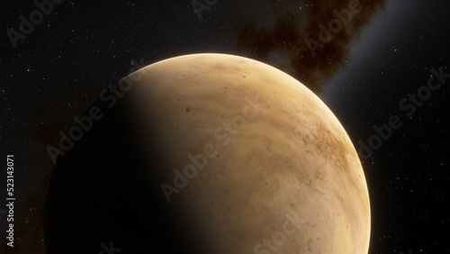 super-earth planet, realistic exoplanet, planet suitable for colonization, earth-like planet in far space, planets background 3d render
