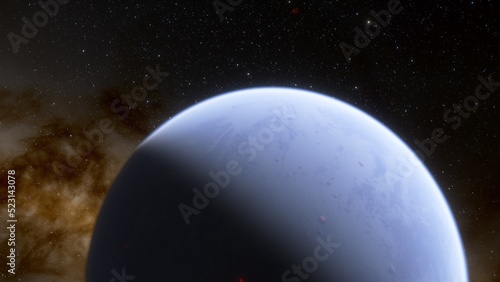 super-earth planet  realistic exoplanet  planet suitable for colonization  earth-like planet in far space  planets background 3d render 