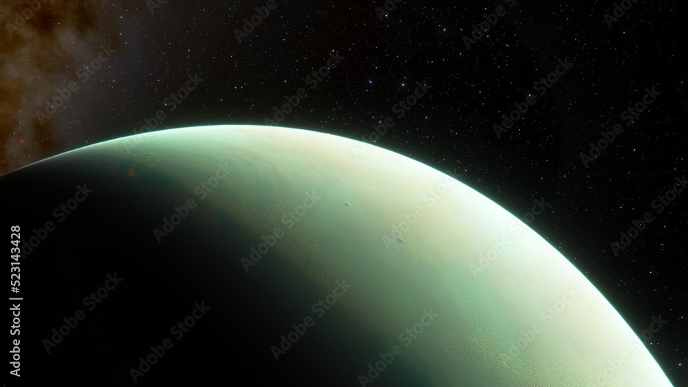 Obraz premium super-earth planet, realistic exoplanet, planet suitable for colonization, earth-like planet in far space, planets background 3d render 