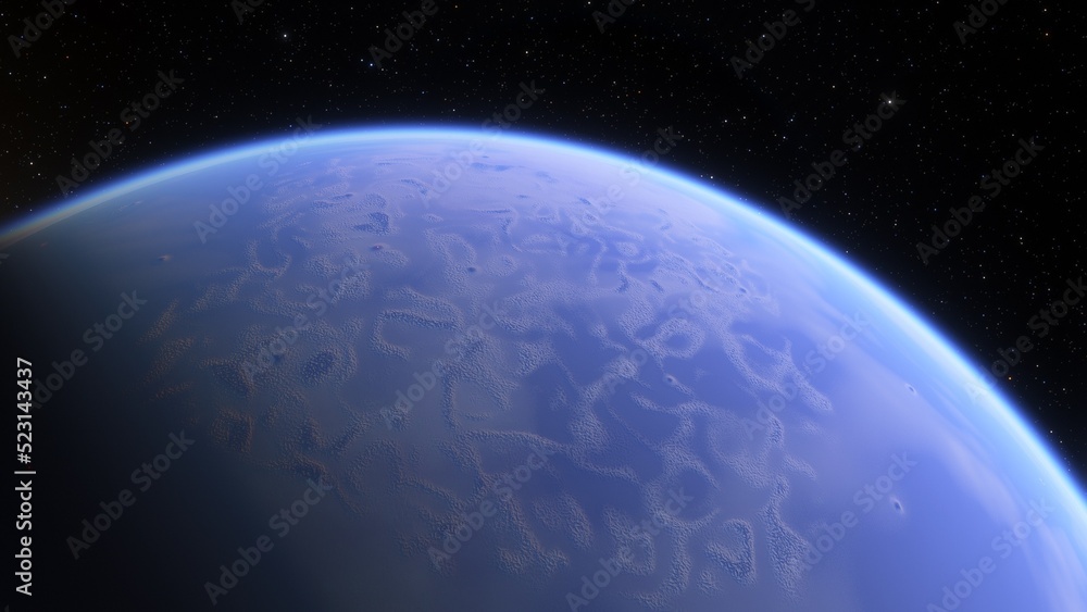 Fototapeta premium super-earth planet, realistic exoplanet, planet suitable for colonization, earth-like planet in far space, planets background 3d render 