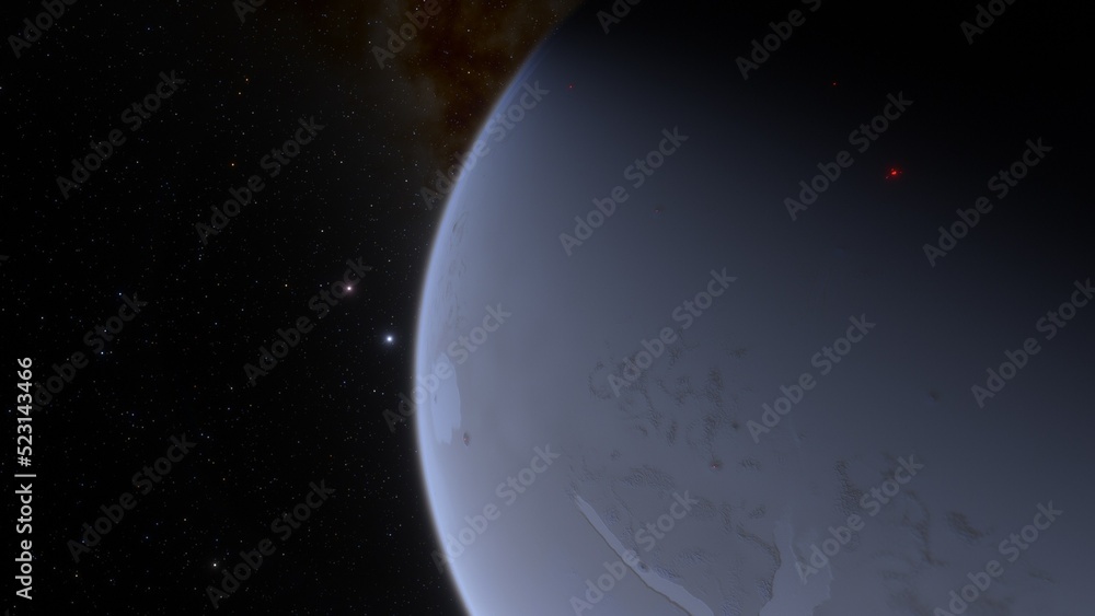 Naklejka premium super-earth planet, realistic exoplanet, planet suitable for colonization, earth-like planet in far space, planets background 3d render