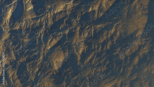 View of the 3d rendering realistic planet mars surface from space