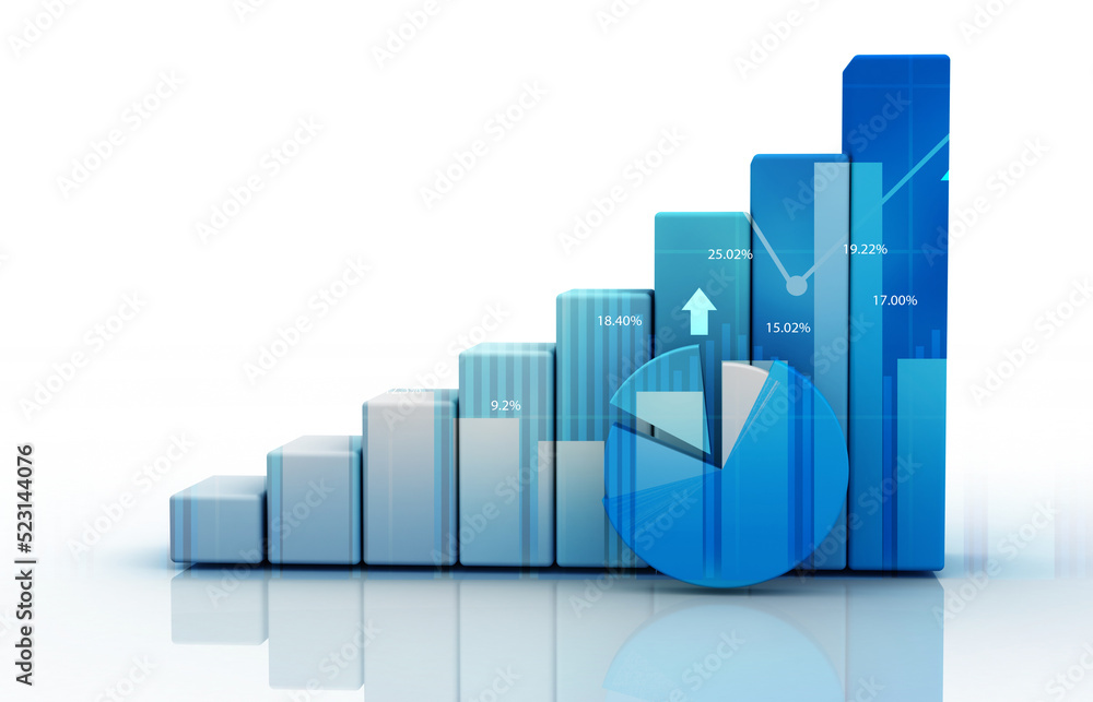 Business graph growth chart. Stockmarket. 3d illustration. Business graph growth chart. Stockmarket. 3d illustration.