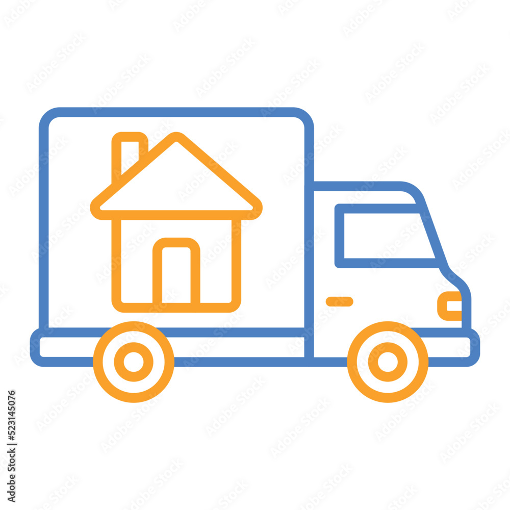 Mover Truck Blue And Orange Line Icon Mover Truck Blue And Orange Line Icon