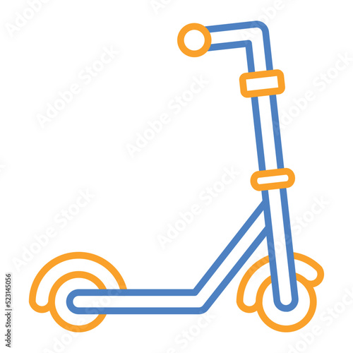 Kick Scooter Blue And Orange Line Icon