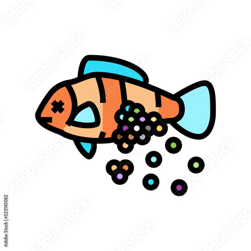 plastic microbeads in fish color icon vector. plastic microbeads in fish sign. isolated symbol illustration