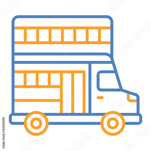 Double Decker Blue And Orange Line Icon