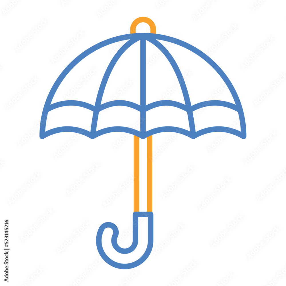 Umbrella Blue And Orange Line Icon Umbrella Blue And Orange Line Icon
