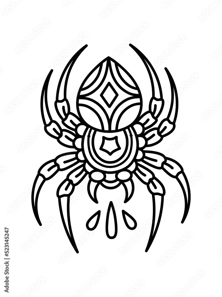 The spider. Can be used as a sketch of a tattoo. The spider. Can be used as a sketch of a tattoo.