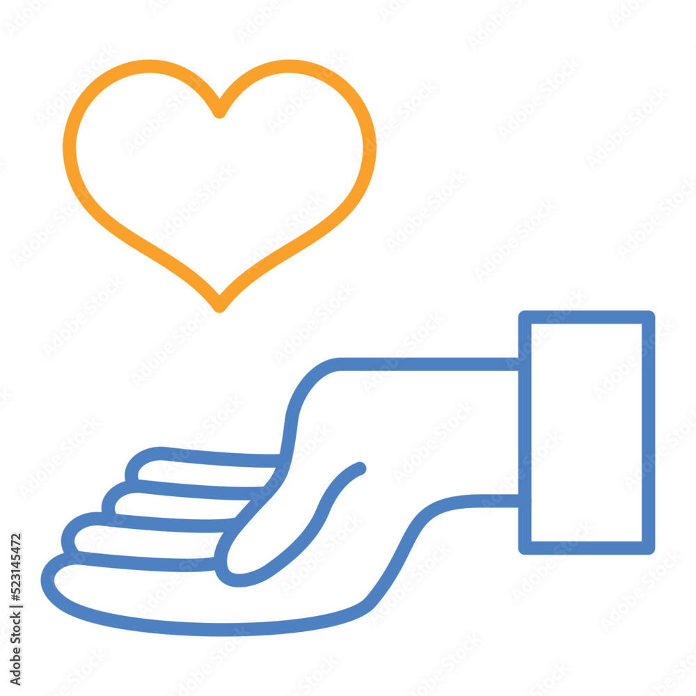 Give Heart Blue And Orange Line Icon Give Heart Blue And Orange Line Icon